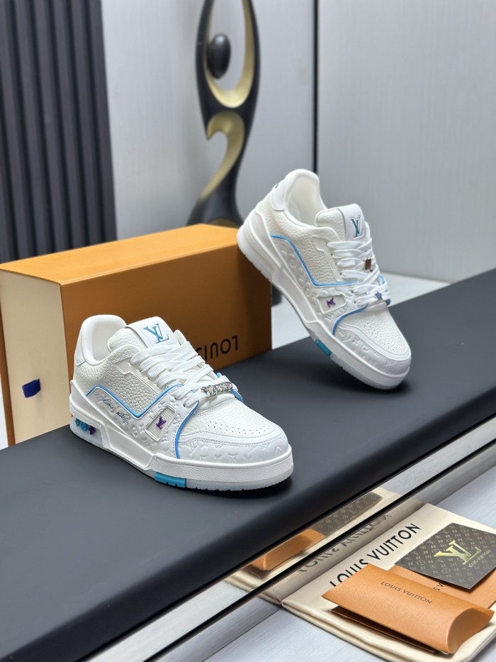 1:1 quality version 28367499 Cowhide Patchwork White Shoes 3 colors