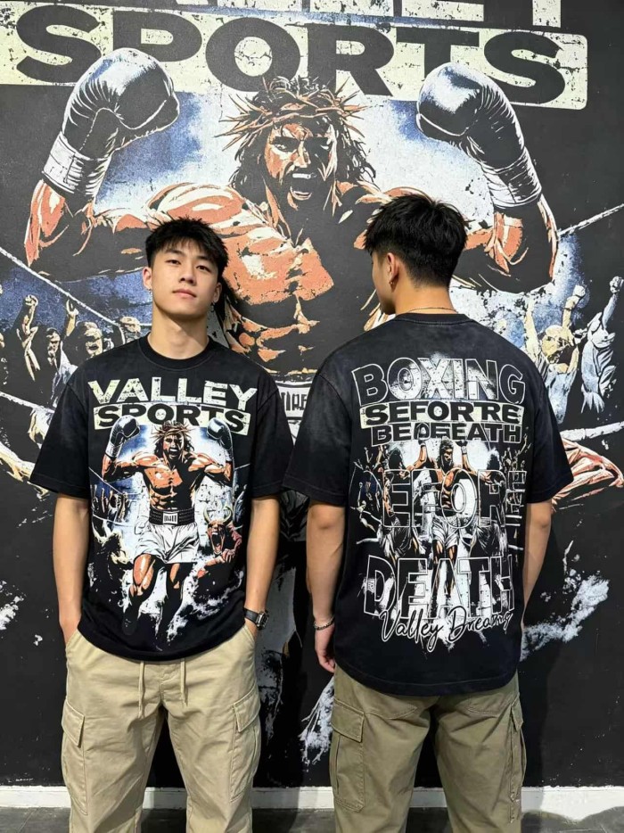 Boxing Theme Print Washed Tee 2 colors 29047376
