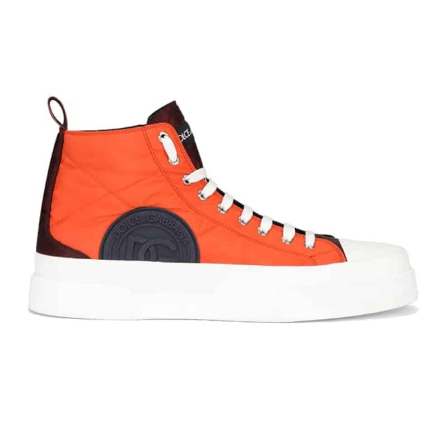 DOLCE AND G@BB@N@ QUILTED TWO-TONE NYLON PORTOFINO LIGHT MID-TOP SNEAKERS DG106