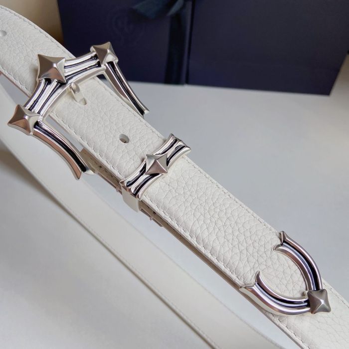 1:1 quality version Sterling brass silver plated herringbone buckle leather belt 3 colors【Width 3.0 cm】