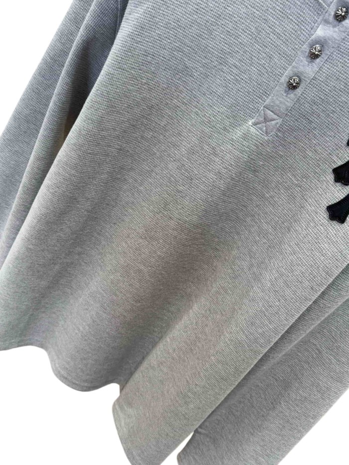 1:1 quality version Cotton Waffle Knit Cross Patch Crew Neck Long Sleeve Sweatshirt 2 colors 28938005