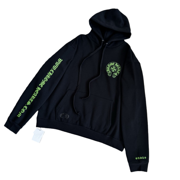 1:1 quality version Fluorescent Green Sanskrit Horseshoe Print Hoodie 28782545