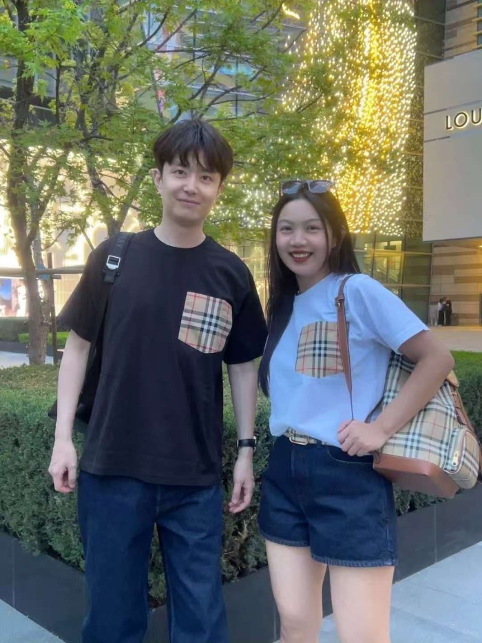 1:1 quality version  Plaid pocket crew neck T-shirt 2 colors 28967957