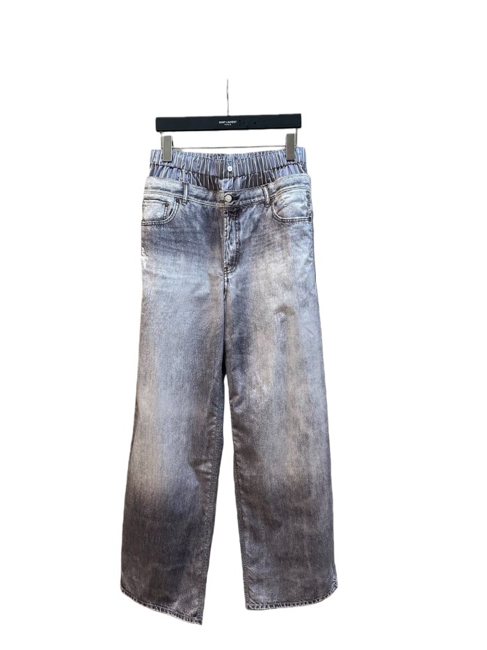 1:1 quality version Striped Double-Waist Jeans 28531477