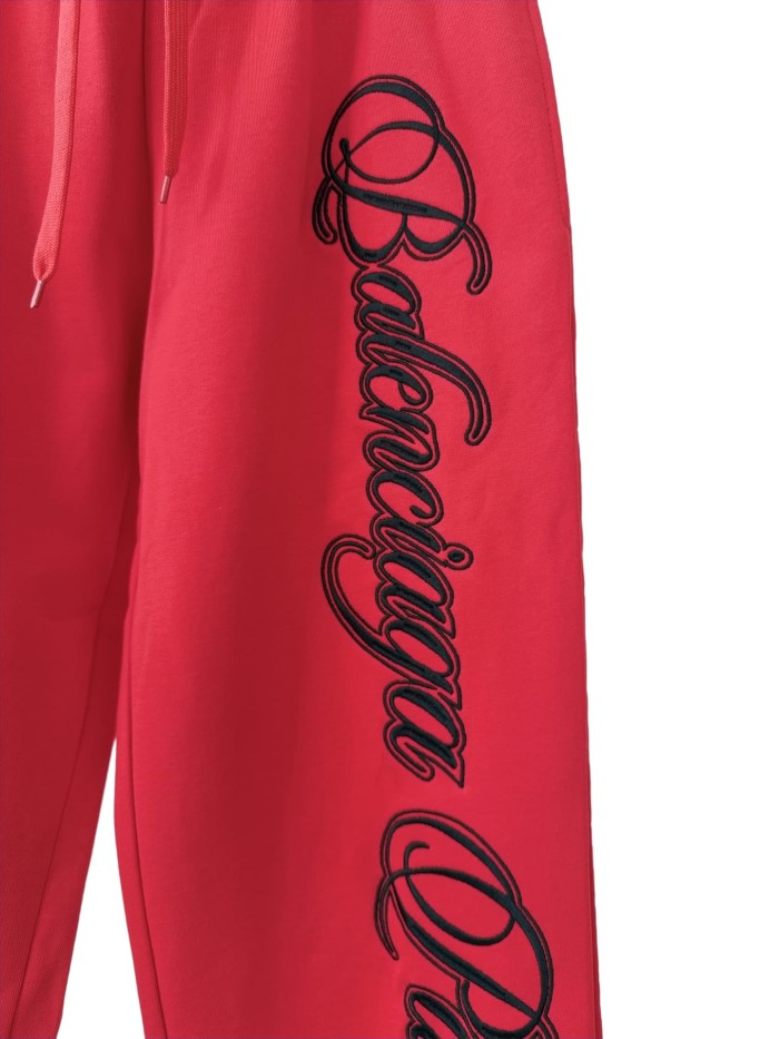 1:1 quality version Contrast Color Cursive Letter Matte Embroidered Sweatpants 2 colors 28974531