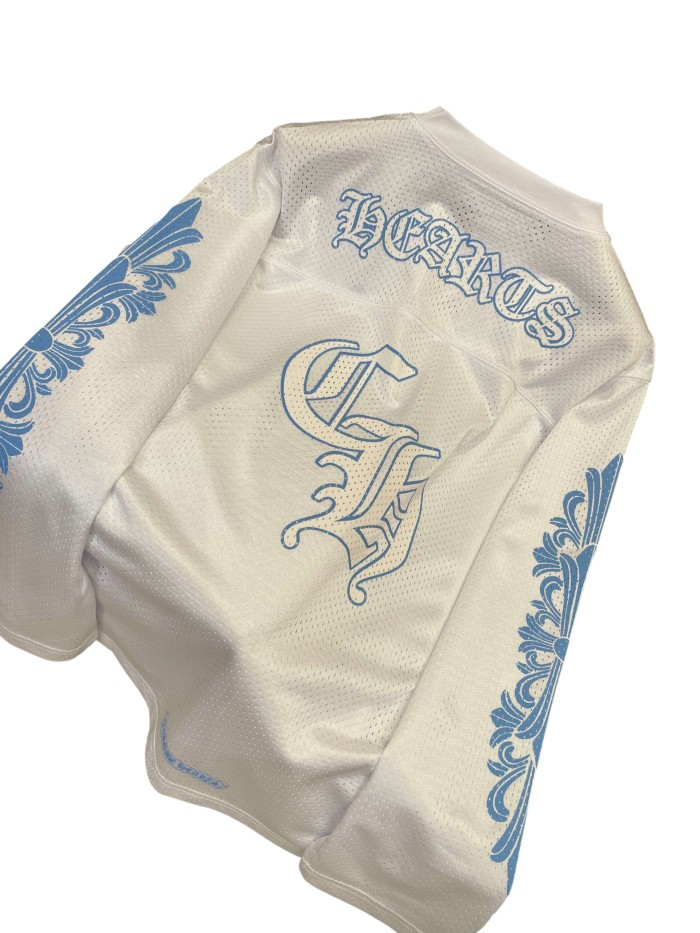 1:1 quality version Letter Print & Embroidery V-Neck Breathable Mesh Long Sleeve T-Shirt 28938238