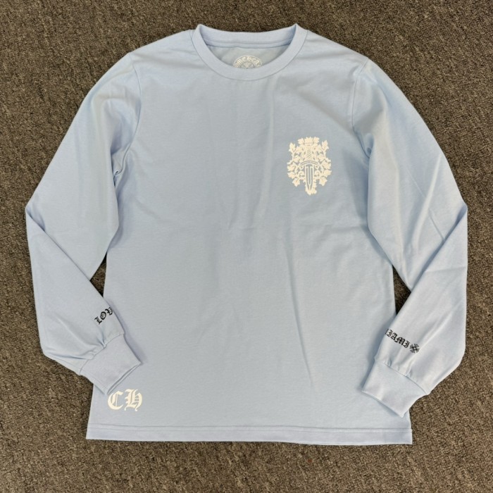 1:1 quality version White Big Sword Printed Loose Long Sleeve T-Shirt