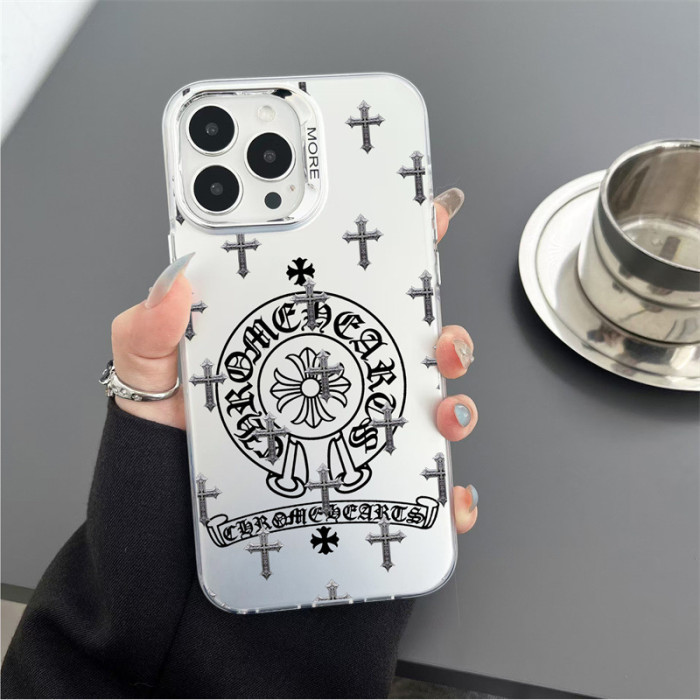 Cross Flower Horsehoe Print Mirror Colored Silver Phone Case 9 colors 28678805