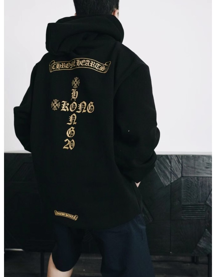1:1 quality version Hong Kong Limited Ink & Gold Print Hoodie