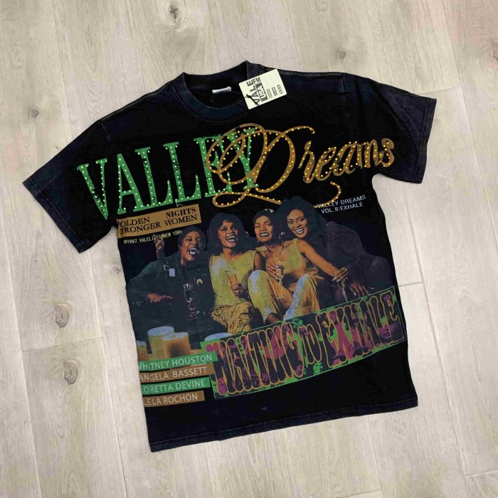 Vintage Black Female Celebrities Rhinestone Print Washed Tee 29077573