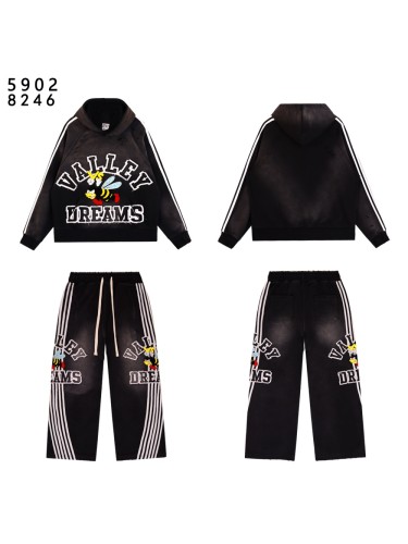 Angry Bee Print Washed Version Hoodie & Pants Set 4 colors 28705419