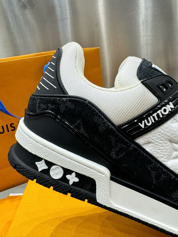 1:1 quality version Denim Leather Patchwork Lace-Up Board Shoes 2 colors