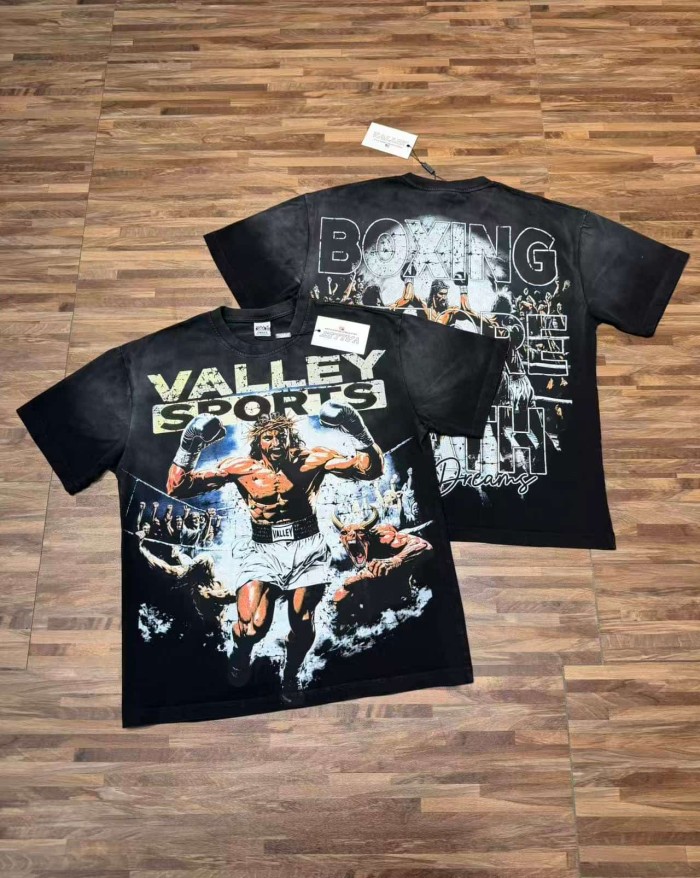 Boxing Theme Print Washed Tee 2 colors 29047376