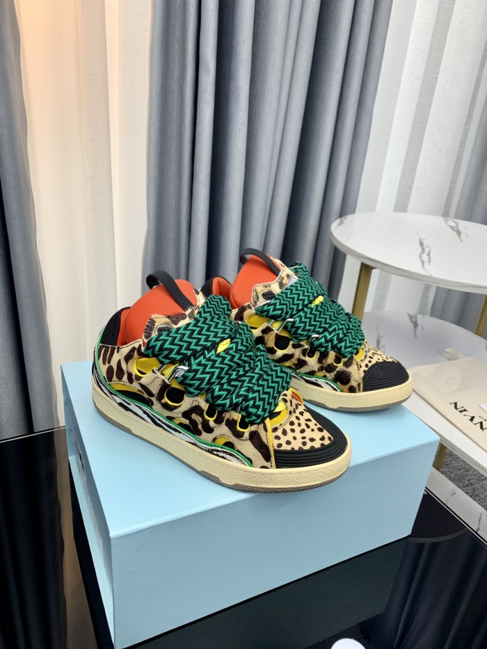 1:1 quality version Colorful Colorblocking Cowhide Bread Shoes 35 colors