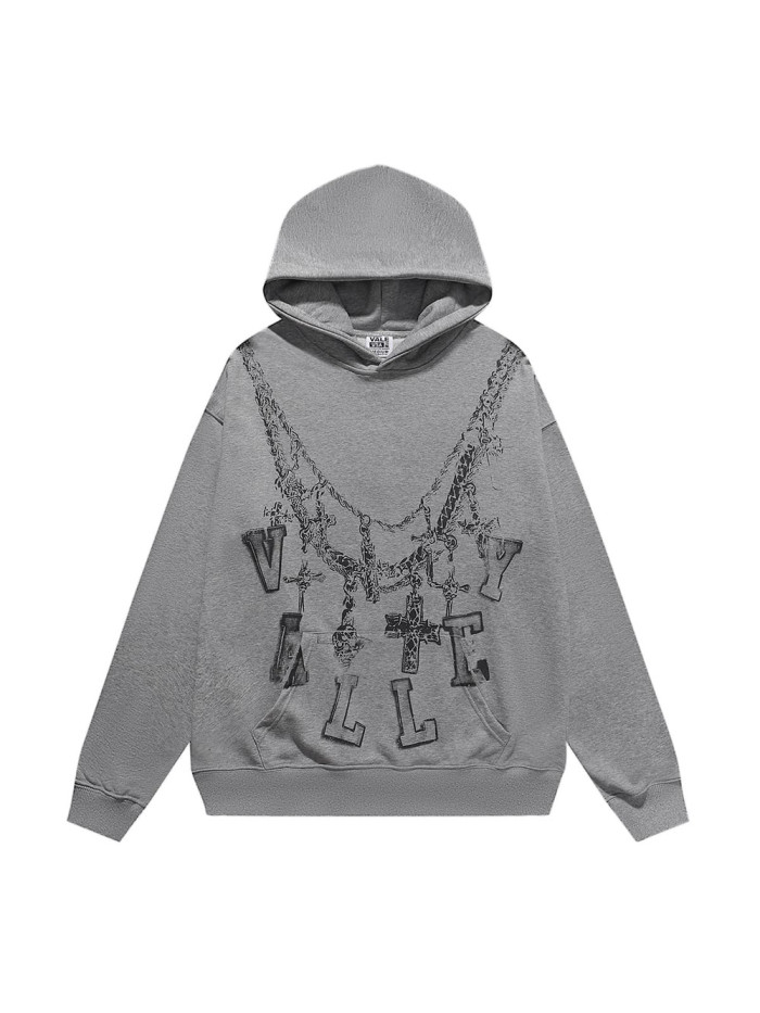 Oversized Neckline Printed Hoodie 28746787