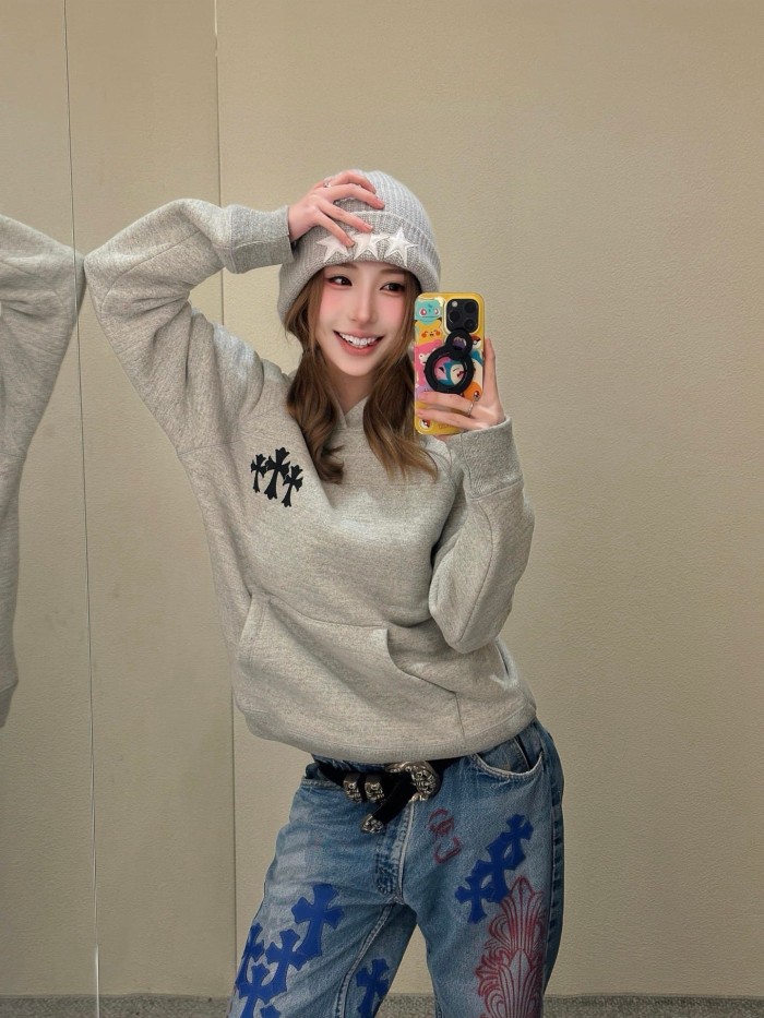 1:1 quality version French Terry Cross Patch 3D Embroidered Hoodie 2 colors 28938242
