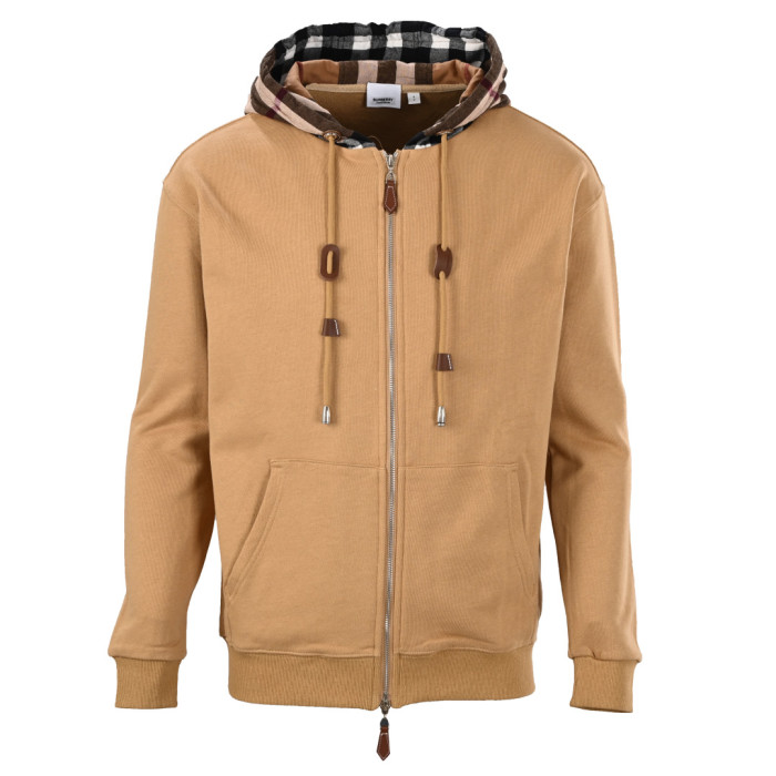 1:1 quality version Plaid Patchwork Zipper Hoodie 3 colors  28478620