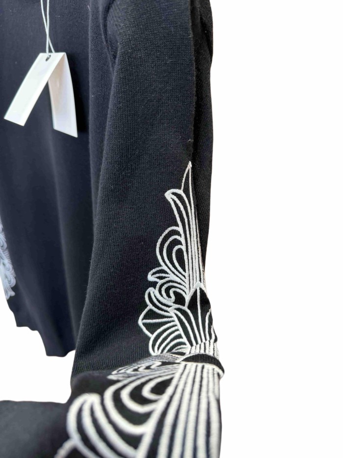 1:1 quality version Scroll Pattern Embroidered Crew Neck Wool Sweater 2 colors 28938051
