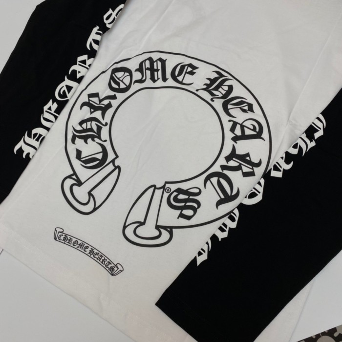 1:1 quality version Back big horseshoe print black and white matching color long sleeves