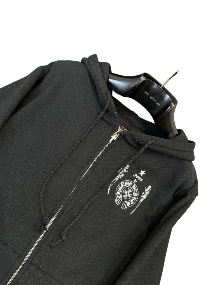 1:1 quality version Cotton Printed & Embroidered Drawstring Zip-Up Hoodie 28938095