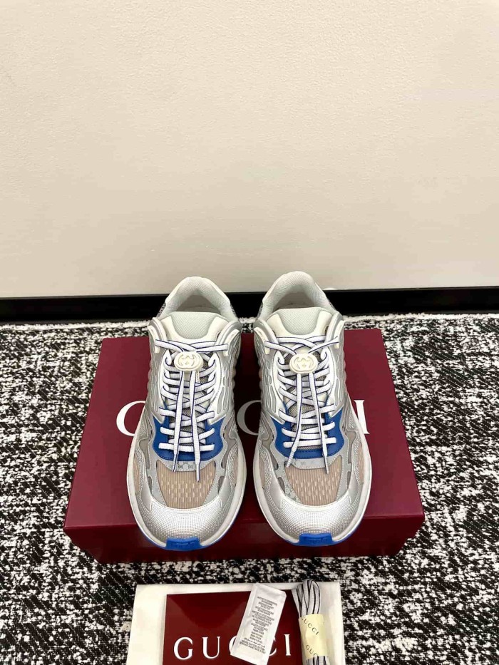 1:1 quality version Gucci Green Grey Mesh Low Top Dad Sneakers Casual Lace-Up Shoes 2 colors 28974572