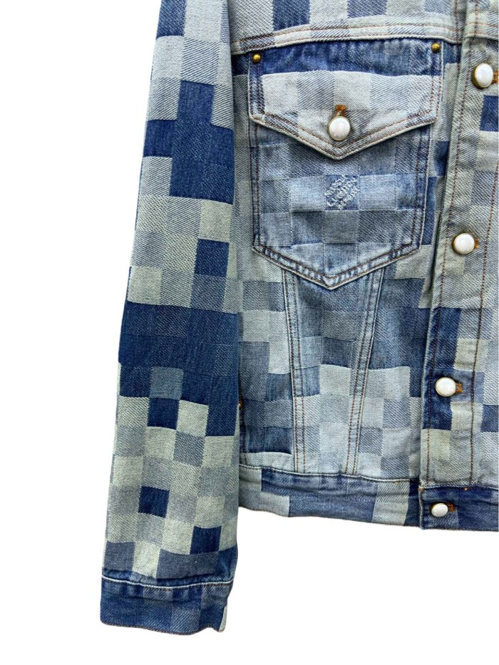 1:1 quality version Checkered Mosaic Denim Jacket 28685212