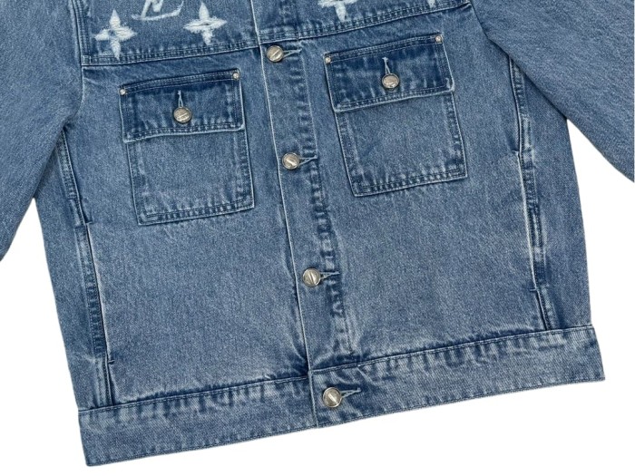 1:1 quality version White Logo Embroidered Blue Denim Jacket 28687458