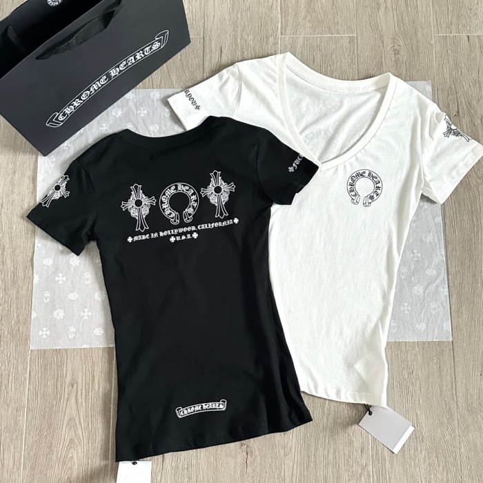 1:1 quality version Three Elements Print V-Neck Tee for girls 2 colors 29033515