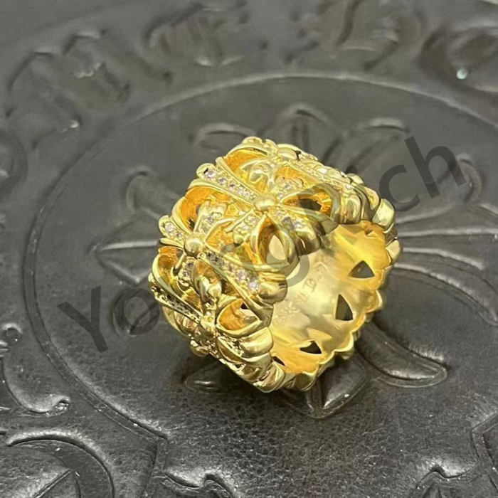 1:1 quality version Pure Silver Gold-Plated 22K Tombstone Cross Ring with Diamonds