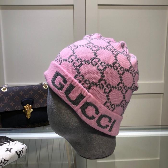 1:1 quality version Letter G Jacquard Wool Blend Knit Beanie 5 colors