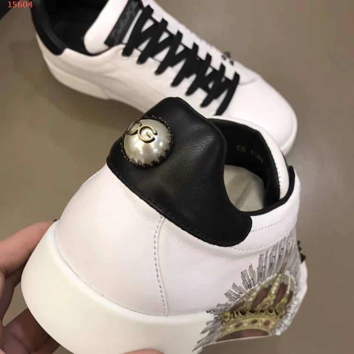 DOLCE    G@BB@N@ PRINTED CALFSKIN PORTOFINO SNEAKERS   DG9