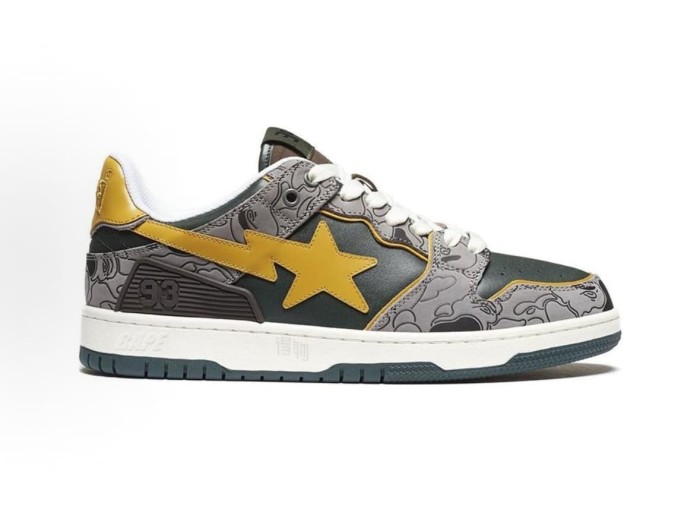 Sk8 Sta Low 1st Camo Retro Skateboarding Shoes Gray Green Leather Sneakers 28977804