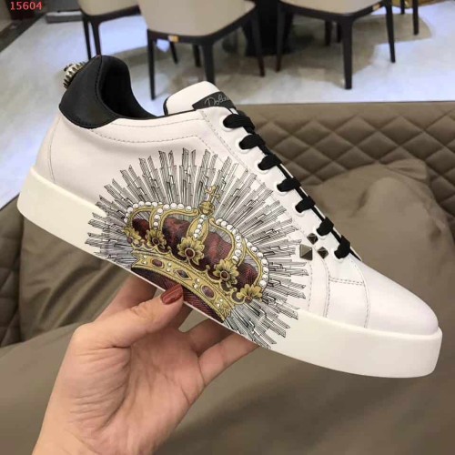 DOLCE    G@BB@N@ PRINTED CALFSKIN PORTOFINO SNEAKERS   DG9