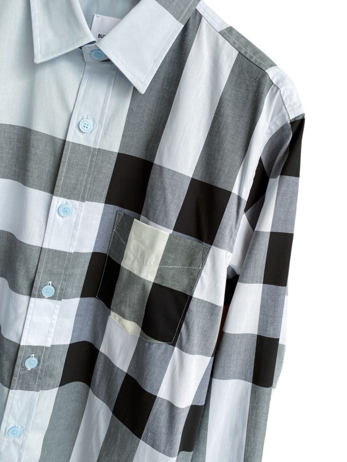 1:1 quality version Plaid Stretch Cotton Poplin Long Sleeve Shirt 8 colors 28875206