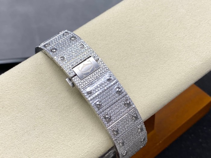 1:1 quality version Black Moissanite Diamond-Studded Santos Mechanical Watch【Dial diameter：39.8mm】28773787