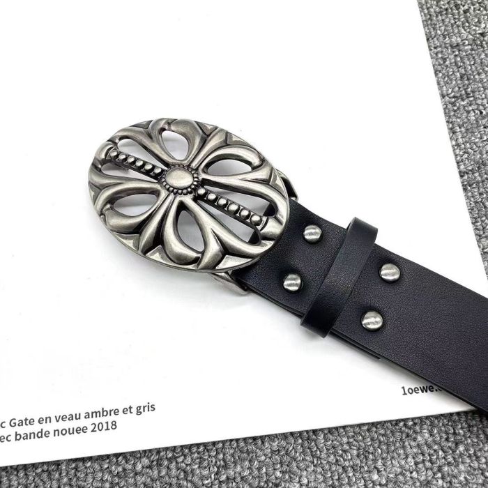 Black Studded Vintage Cowhide Belt