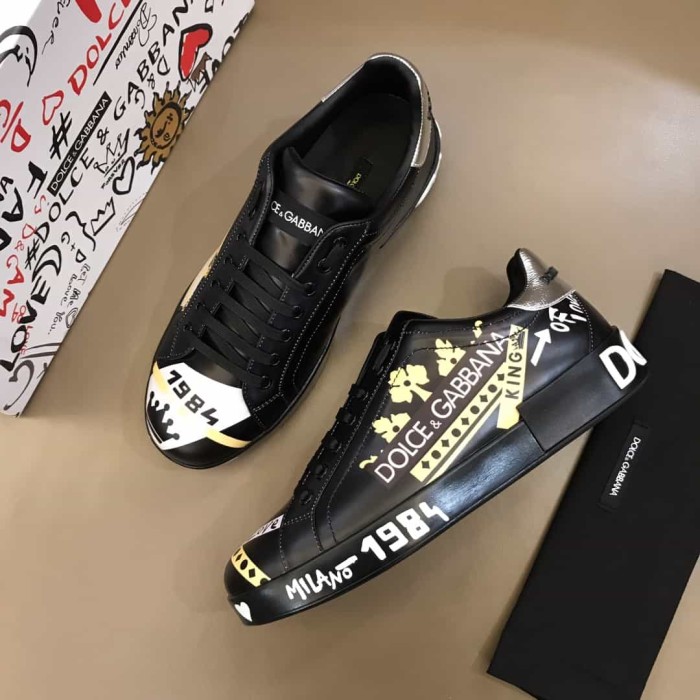 DOLCE    G@BB@N@ PORTOFINO SLIP-ON SNEAKERS IN PRINTED CALFSKIN   DG33
