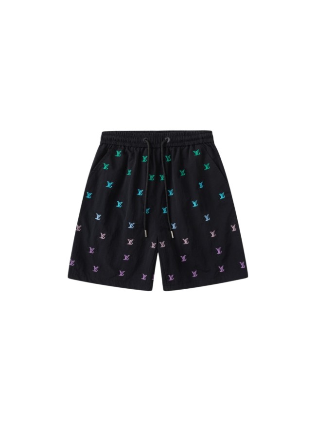 Gradient Rainbow Monogram Embroidered Elastic Waist Drawstring Shorts for Kids 29006074