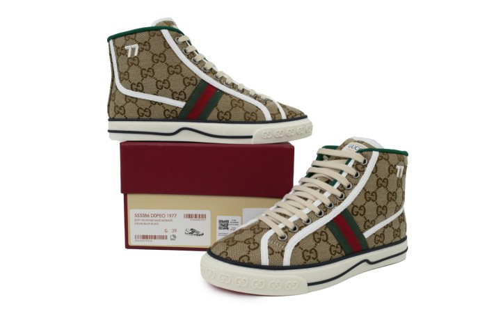 1:1 quality version Tennis 1977 Beige GG High Top Retro Sneakers 2 colors 28972702