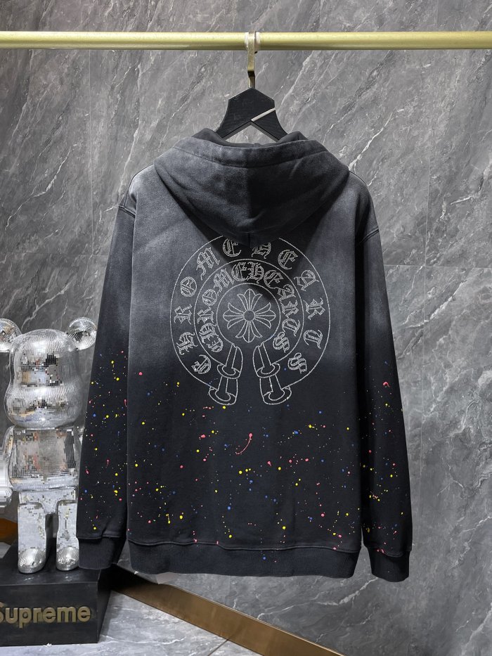 Splash Ink Gradient Rhinestone Horseshoe Hoodie 3 colors