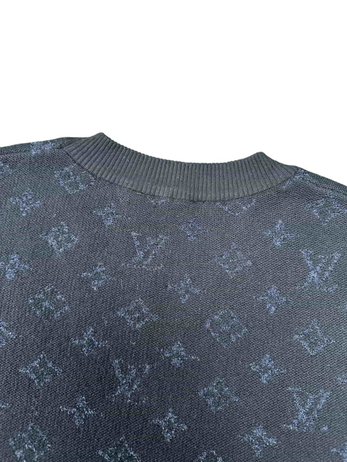 1:1 quality version Jacquard Horizontal Stripe Patchwork Crew Neck Knitted T-shirt 28963887
