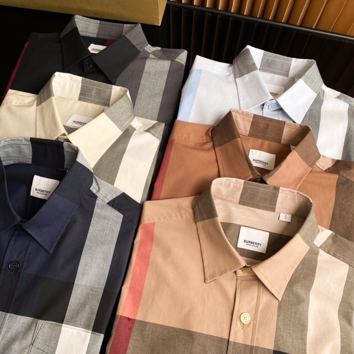 1:1 quality version Plaid Stretch Cotton Poplin Long Sleeve Shirt 8 colors 28875206