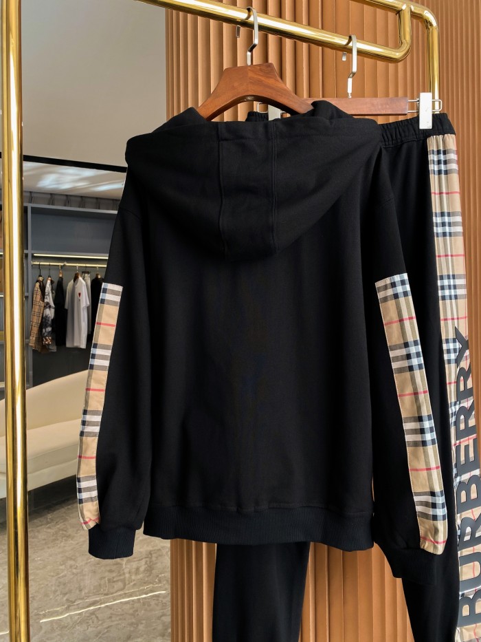 27634866 Vintage plaid cropped cotton Hoodie & Pants set 2 colors