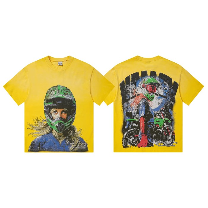 Female Motorcycle Rider Print Washed Tee 2 colors 29047375