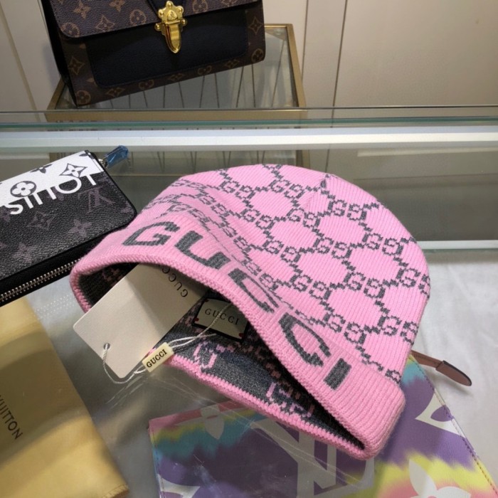 1:1 quality version Letter G Jacquard Wool Blend Knit Beanie 5 colors