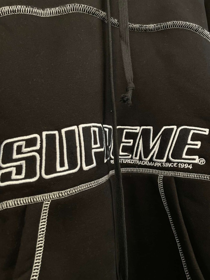 1:1 quality version American Street Style Contrast Stitching Flocked Logo Fleece Lined Hooded 29082095