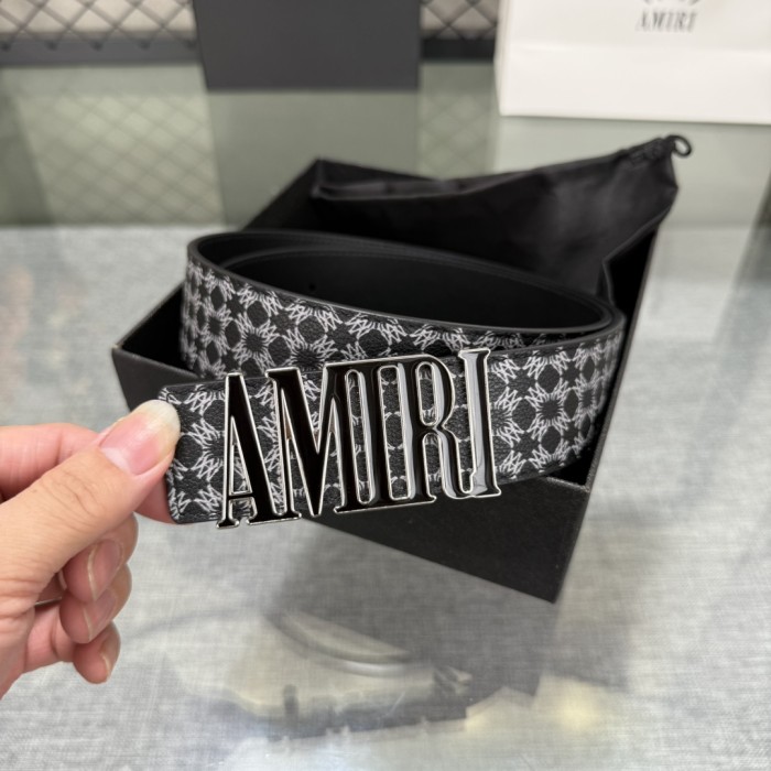 1:1 quality version Full-Print AM Logo Belt 5 colors 【Width 3.8 cm】28659912