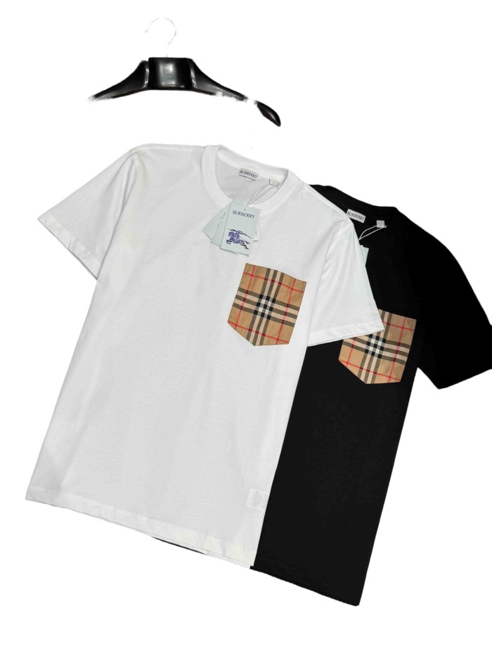 1:1 quality version  Plaid pocket crew neck T-shirt 2 colors 28967957