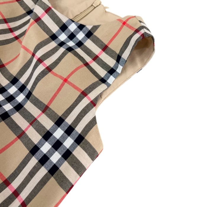 Khaki Vintage Check Kids A-Line Sleeveless Dress for Kids 29000405