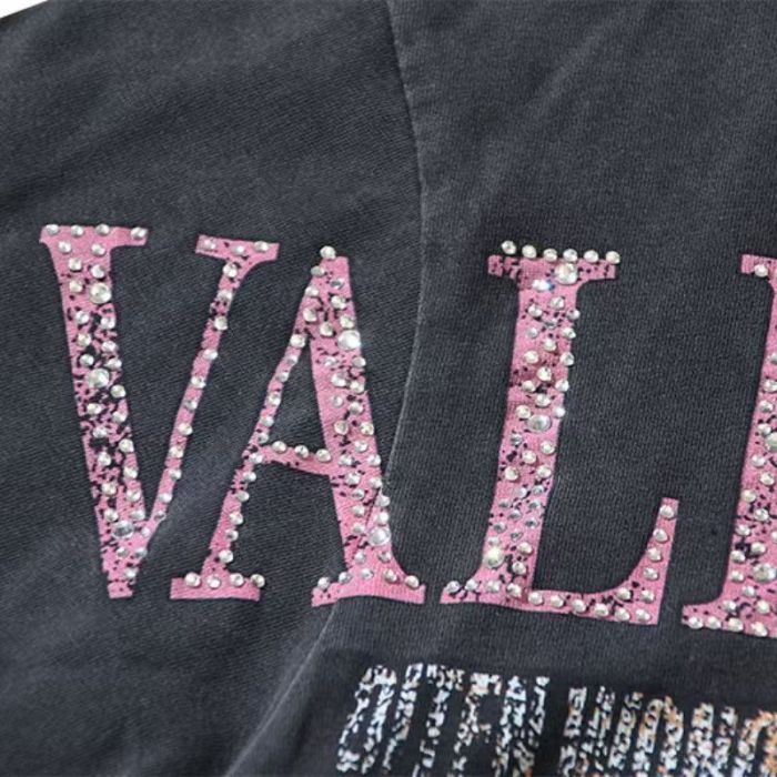 Retro Rhinestone & Portrait Graphic Washed T-Shirt 29027186